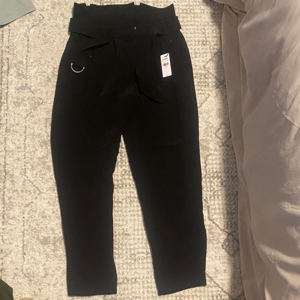 Black High-Waist Paperbag Jogger Pants